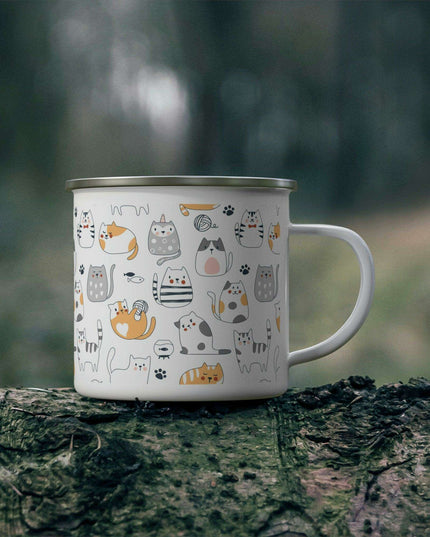 Pet Adventure Enamel Camping Mug for Outdoor Enthusiasts