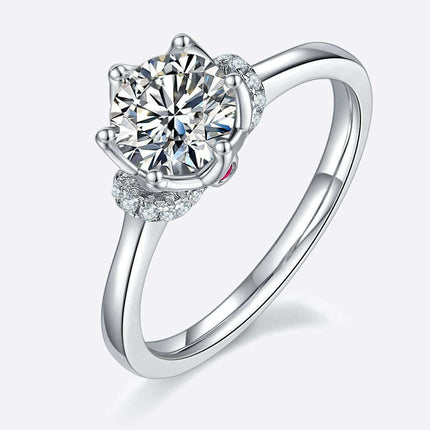 Platinum-Plated Sterling Silver Lab Diamond Ring Set with Lab-Grown Diamond Glow - Luxe Collection