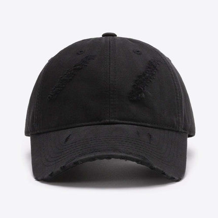 Retro Distressed Cotton Baseball Cap with Customizable Strap - Elevate Your Style