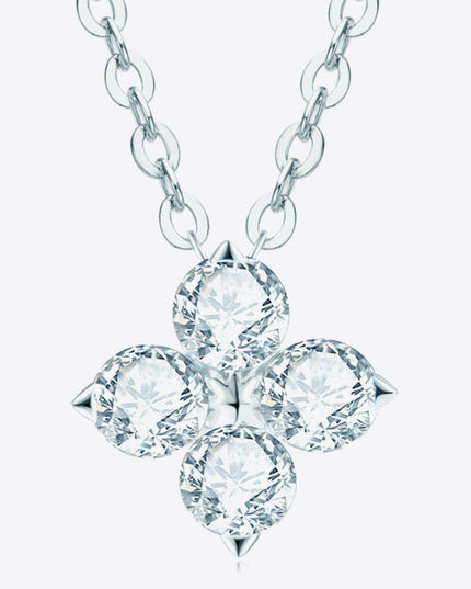 Elegant Clover Pendant Necklace with Lab-Diamonds in Platinum and Gold Finish