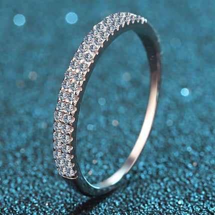 Elegant Moissanite Half-Eternity Ring in Sterling Silver