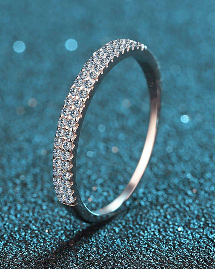 Elegant Moissanite Half-Eternity Ring in Sterling Silver