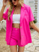 Sophisticated Polyester Blazer and Shorts Ensemble