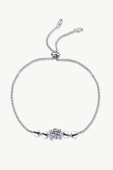 Elegant Heart-Shaped 1 Carat Moissanite Bracelet - Sterling Silver Beauty
