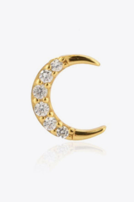 Zircon Moon Sterling Silver Stud Earrings with Platinum and Gold Finish