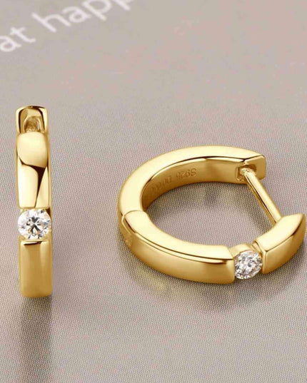 Elegant Moissanite Huggie Earrings in Sterling Silver with Dazzling Gemstones