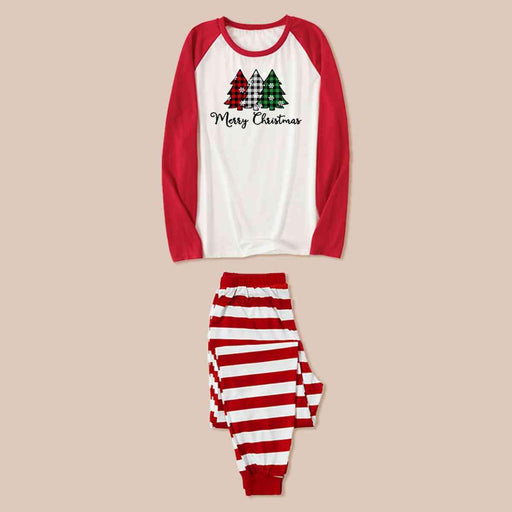 Cozy Christmas Graphic Top and Striped Pants Ensemble