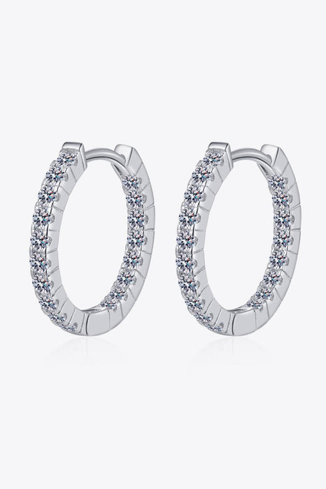 Elegant Sterling Silver Moissanite Huggie Earrings with Rhodium Finish