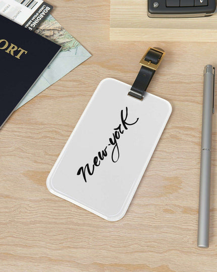 Personalized Premium Acrylic Luggage Tags with Adjustable Leather Strap