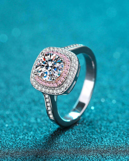 Radiant Moissanite and Zircon Silver Ring - A Touch of Timeless Elegance