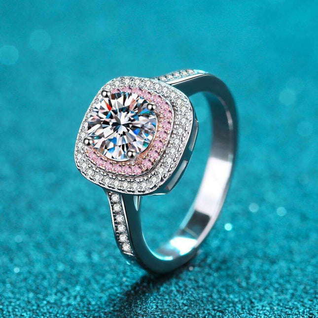 Radiant Moissanite and Zircon Silver Ring - A Touch of Timeless Elegance