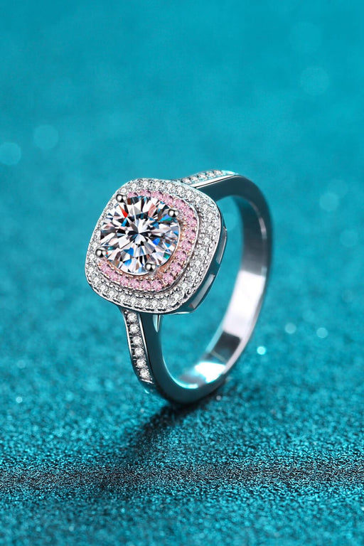 Dazzling Moissanite and Zircon Sterling Silver Ring with Radiant Center Stone