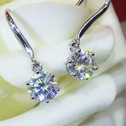 Elegant Moissanite and Zircon Drop Earrings - Stunning 2 Carat Glamour