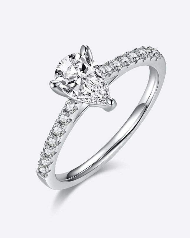 Elegant Moissanite and Zircon Silver Ring Set - Timeless Gemstone Duo in Luxurious Gift Packaging
