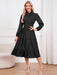 Chic Long Sleeve Tiered Dress with Tie Neck