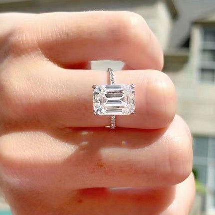 Elegant 5 Carat Lab-Created Diamond and Zircon Sterling Silver Ring