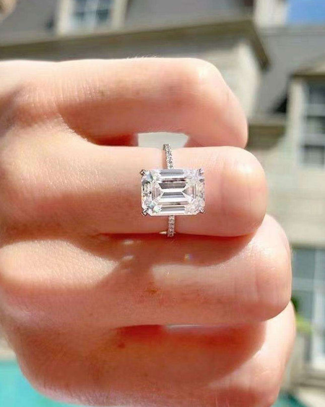 Elegant 5 Carat Lab-Created Diamond and Zircon Sterling Silver Ring