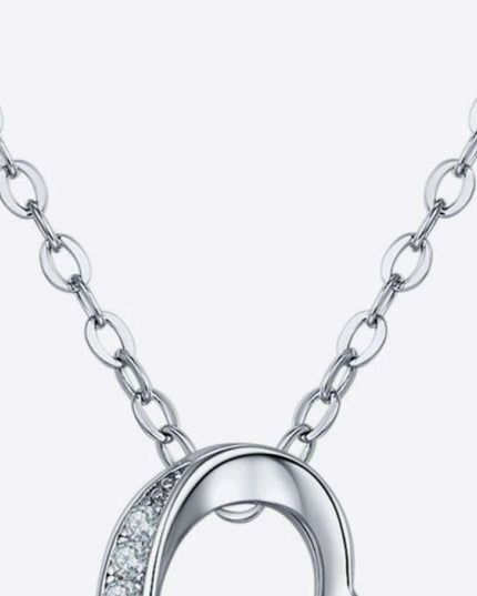 Elegant Moissanite & Zircon Pendant Necklace in Platinum-Plated Sterling Silver