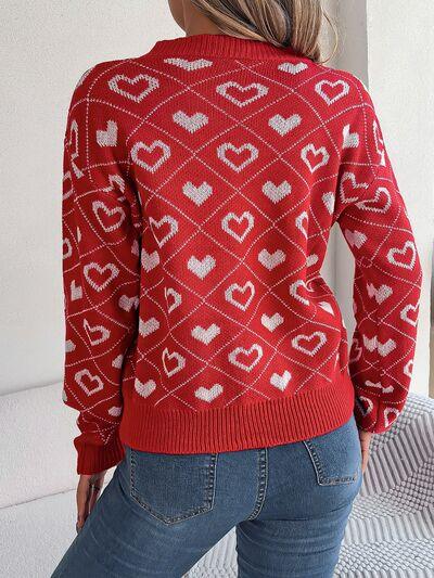 Heartfelt Vibe V-Neck Sweater with Long Sleeves