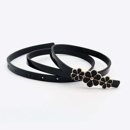 Chic Floral Accent Faux Leather Waist Belt