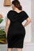 Chic Plus Size Surplice Dress with Ruched V-Neck and Cap Sleeves