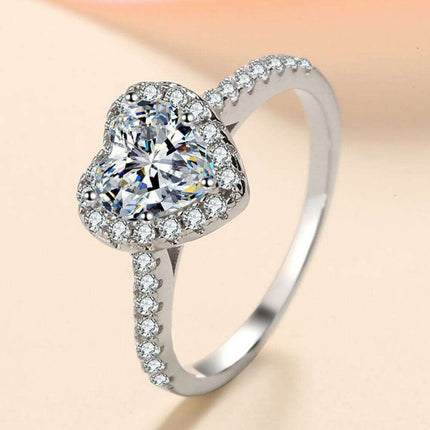 Heartfelt Elegance: Lab-Diamond Heart Ring with Zircon Highlights