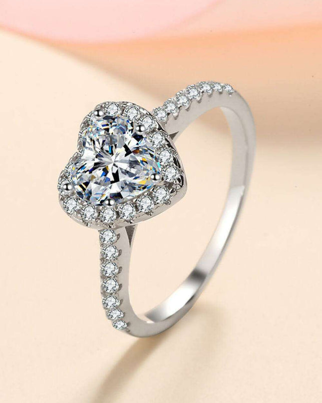Heartfelt Elegance: Lab-Diamond Heart Ring with Zircon Highlights