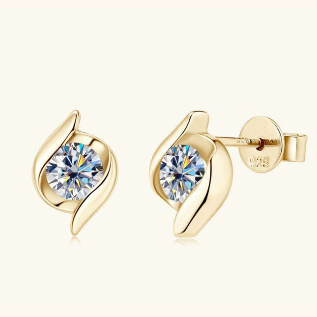 1 Carat Elegant Moissanite Earrings in Sterling Silver - Platinum/Gold-Plated Gift Set