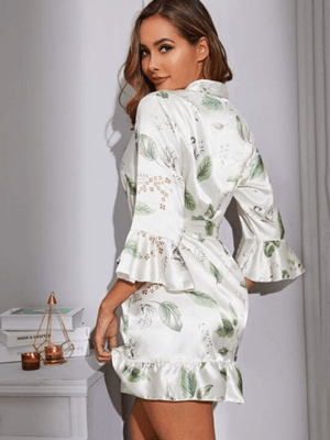 Women's Belted Robe Bathrobe Loungewear-kakaclo-Pattern-S-Très Elite