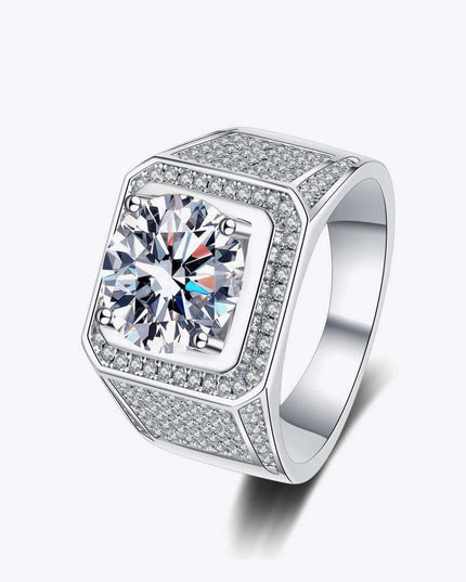 Elegant Eco-Friendly Sterling Silver Ring with Lab-Grown Diamonds and Rhodium Shine