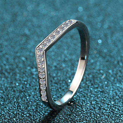 Radiant Sophistication: Stunning Moissanite Sterling Silver Ring with Rhodium Finish