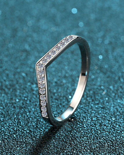Radiant Sophistication: Stunning Moissanite Sterling Silver Ring with Rhodium Finish