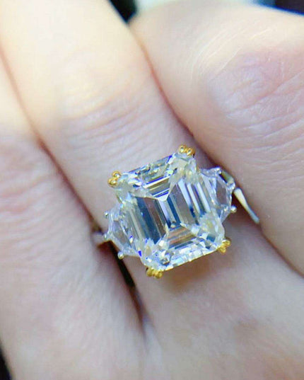 Elegant Radiance: Stunning 5 Carat Lab-Diamond Silver Ring