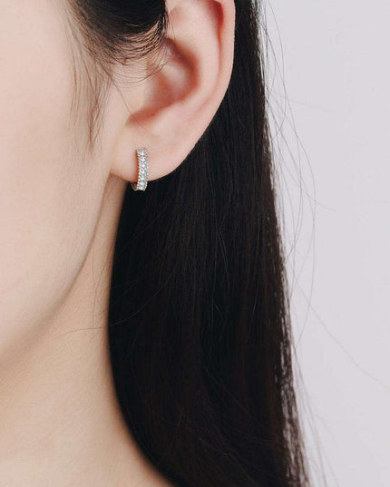 Brilliant Sterling Silver Huggie Earrings with Lab-Diamonds and Care Tips