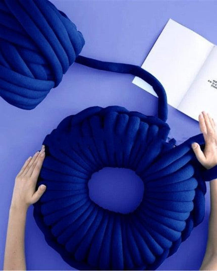 Nordic Elegance Hand-Knitted Wool Cushion for Supreme Comfort