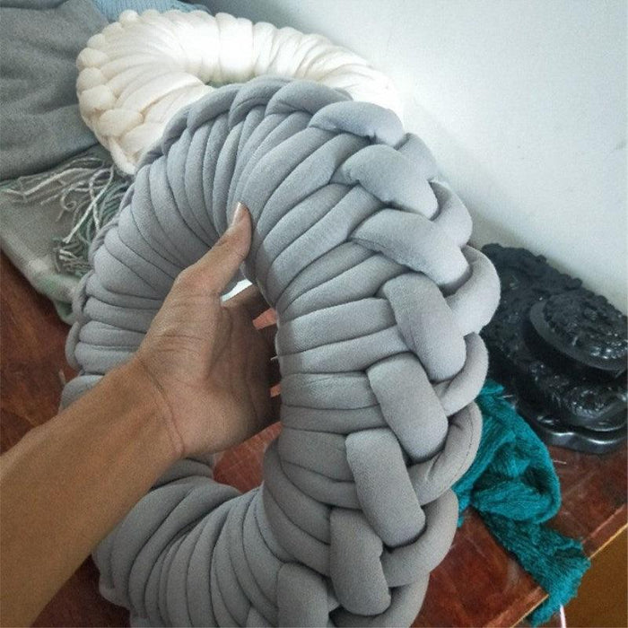 Handcrafted Scandinavian Inspired Crochet Core Yarn Circular Pillow