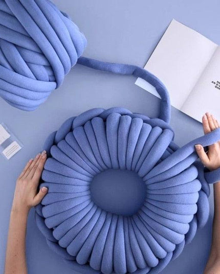 Nordic Elegance Hand-Knitted Wool Cushion for Supreme Comfort