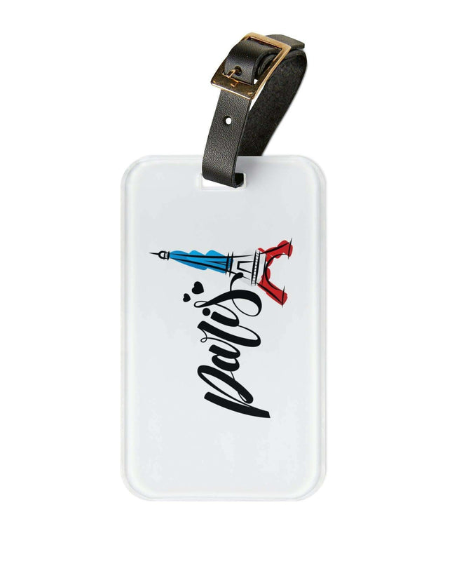 Elegant Parisian Journey: Custom Acrylic Luggage Tag with Leather Strap