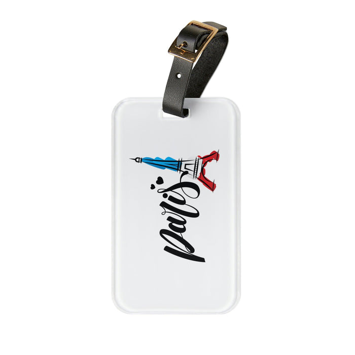 Chic Parisian Travel Essential: Acrylic Luggage Tag with Leather Strap