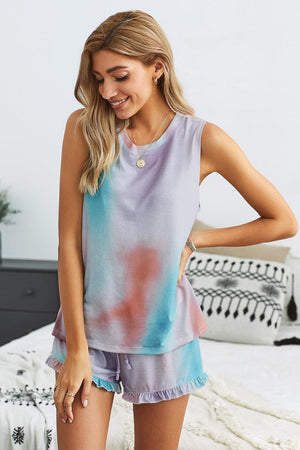 Swingy Tank and Ruffled Shorts Loungewear-Trendsi-Multicolor-S-Très Elite