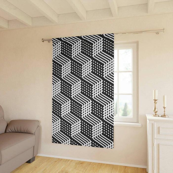 Sophisticated Blackout Geometric Window Curtains | Personalized Design | 50 x 84