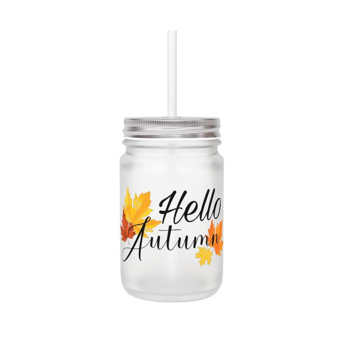 16oz Customized Frosted Glass Halloween Autumn Mason Jar Mugs with Straw and Lid