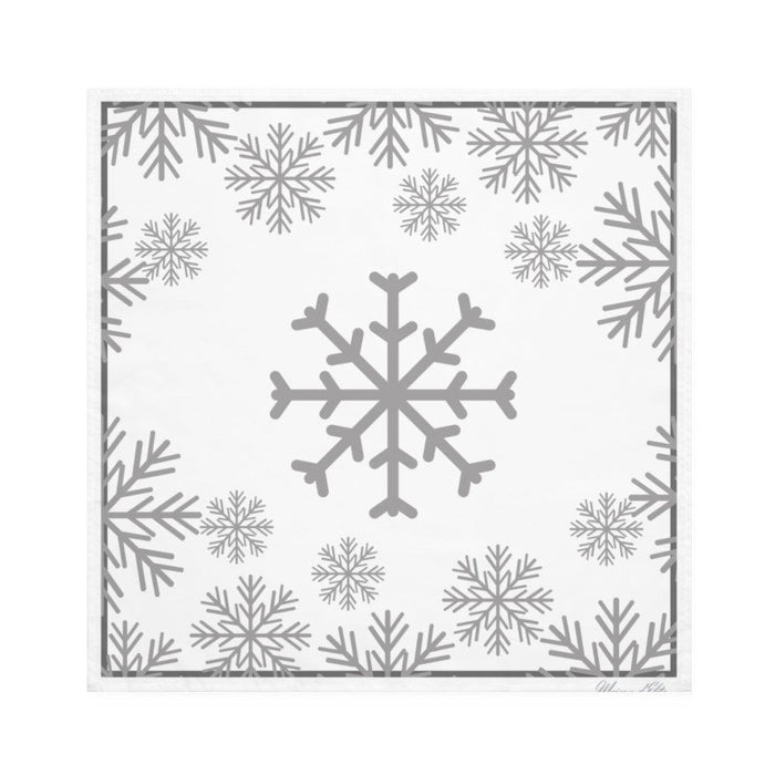 19"x19" Christmas Winter Holiday White and Gray Napkin, Set of 4