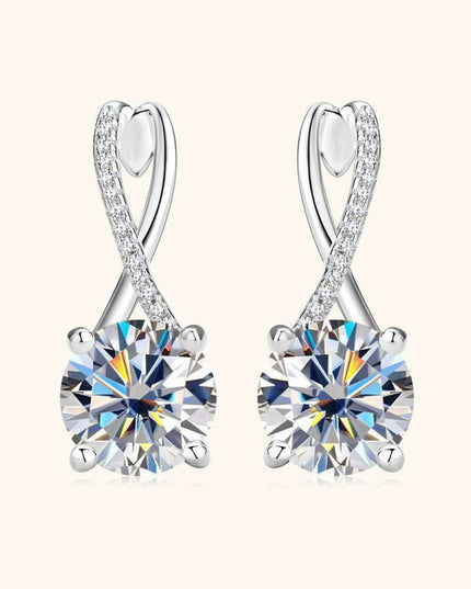 Exquisite 4 Carat Moissanite and Zircon Sterling Silver Earrings with Elegant Gold and Platinum Finish