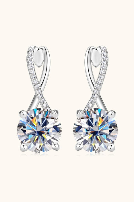 Luxurious 4 Carat Moissanite Silver Earrings with Zircon Accents in Sterling Silver