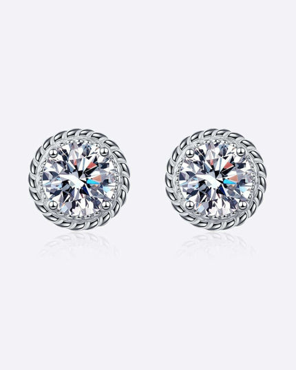 Radiant 1 Carat Lab-Diamond Sterling Silver Earrings with Rhodium Plating - Classic Elegance Lab-Diamond Earrings