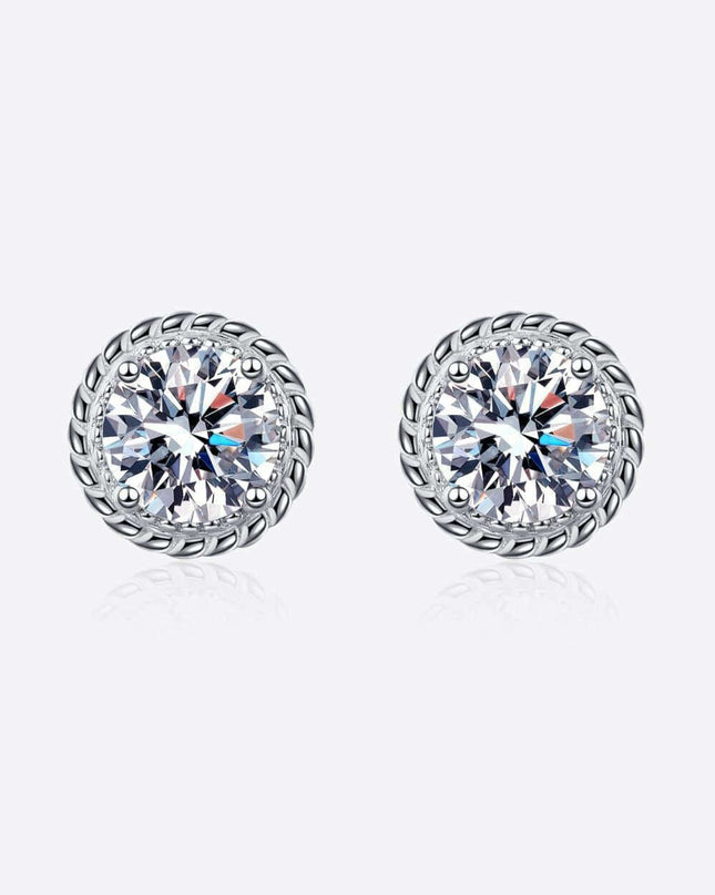 Radiant 1 Carat Lab-Diamond Sterling Silver Earrings with Rhodium Plating - Classic Elegance Lab-Diamond Earrings