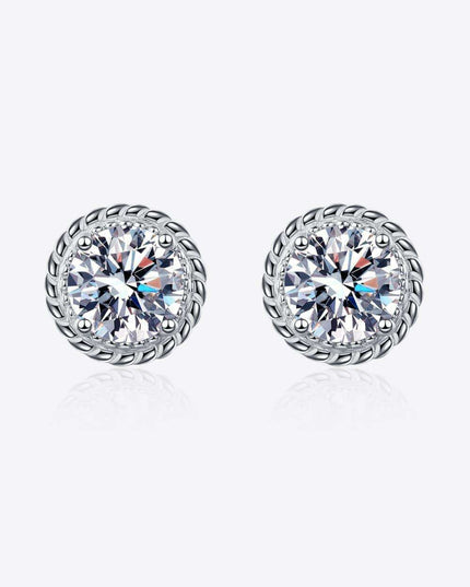 Radiant 1 Carat Lab-Diamond Sterling Silver Earrings with Rhodium Plating - Classic Elegance Lab-Diamond Earrings