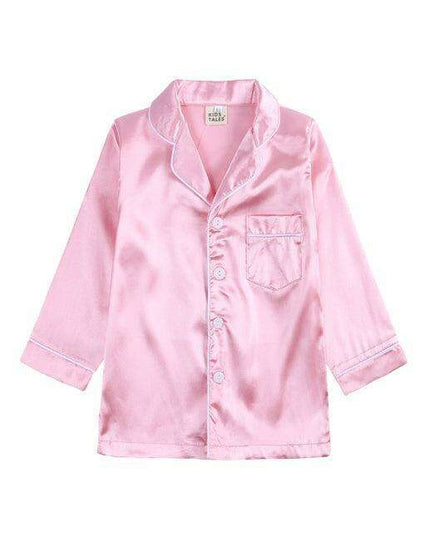 Elegant Kids' Long Sleeve Satin Sleepwear Set
