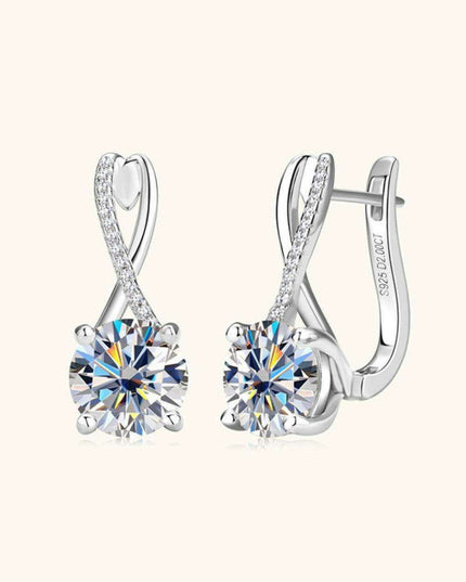 Exquisite 4 Carat Moissanite and Zircon Sterling Silver Earrings with Elegant Gold and Platinum Finish